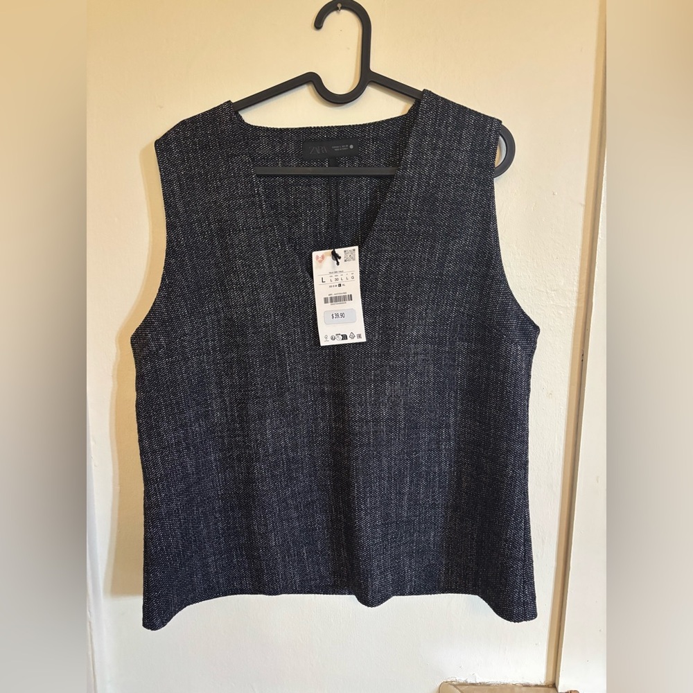 Zara Women's Dark Gray Textured Tank Top